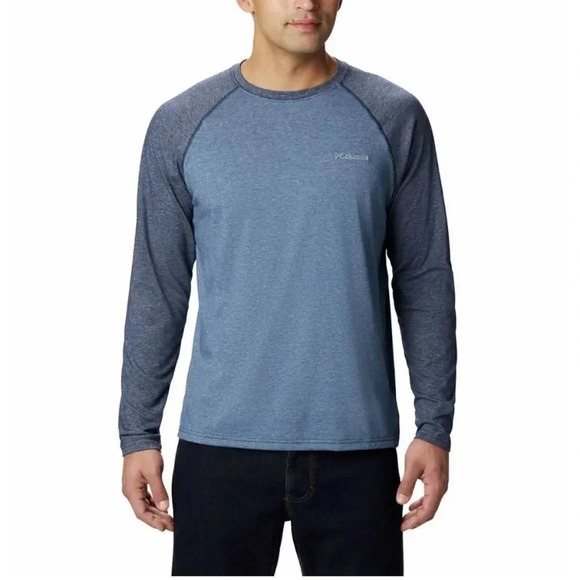 Columbia Men's Long Sleeve Raglan Tee Blue - Picture 1 of 11